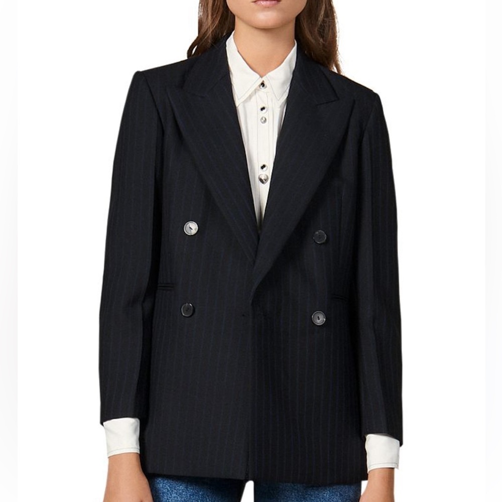 Sandro Black Pinstripe Blazer